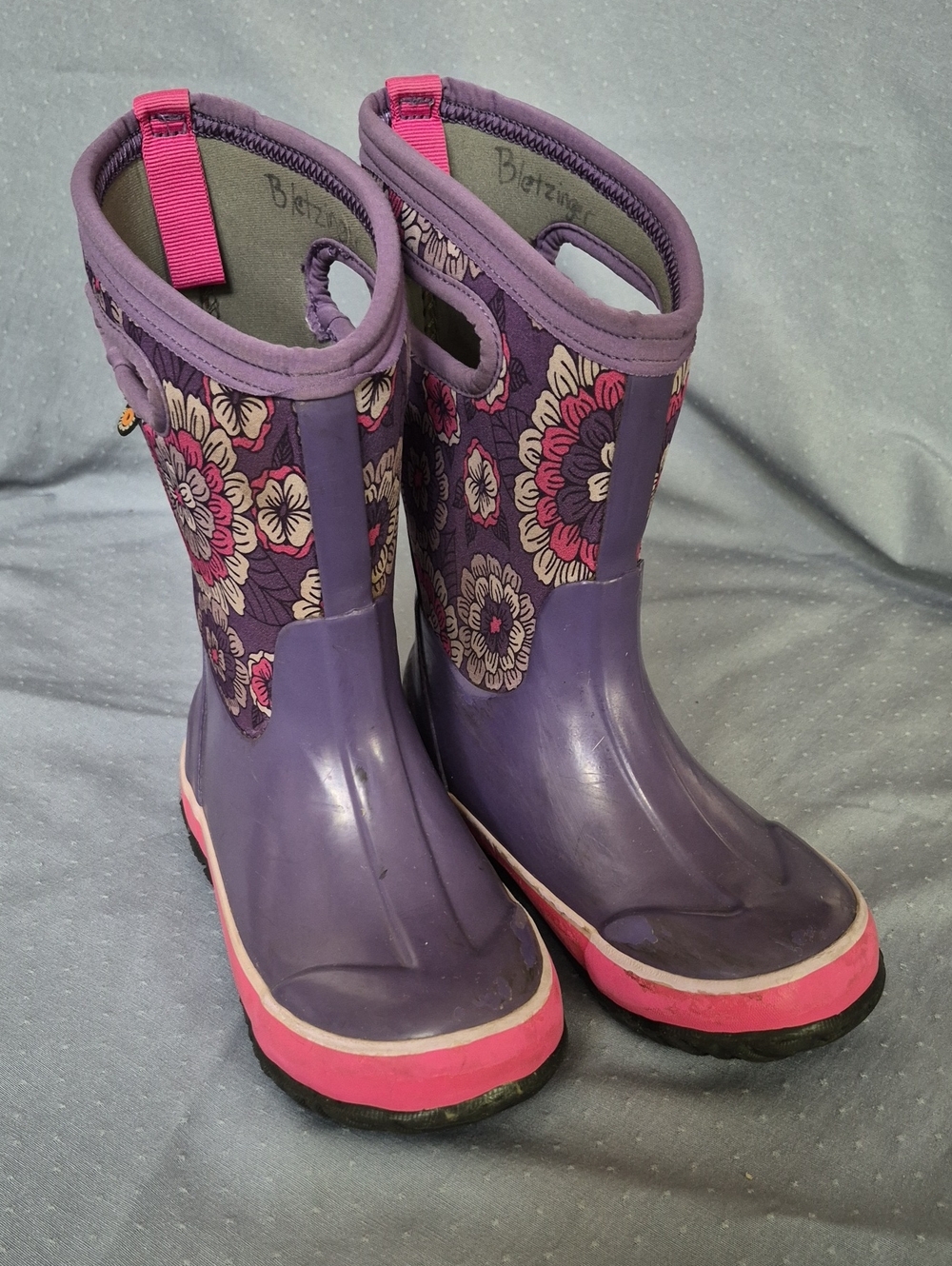 Bogs Classic Pansies Purple Floral Kids 1 Rain & Snow Boots Outdoor Play Garden